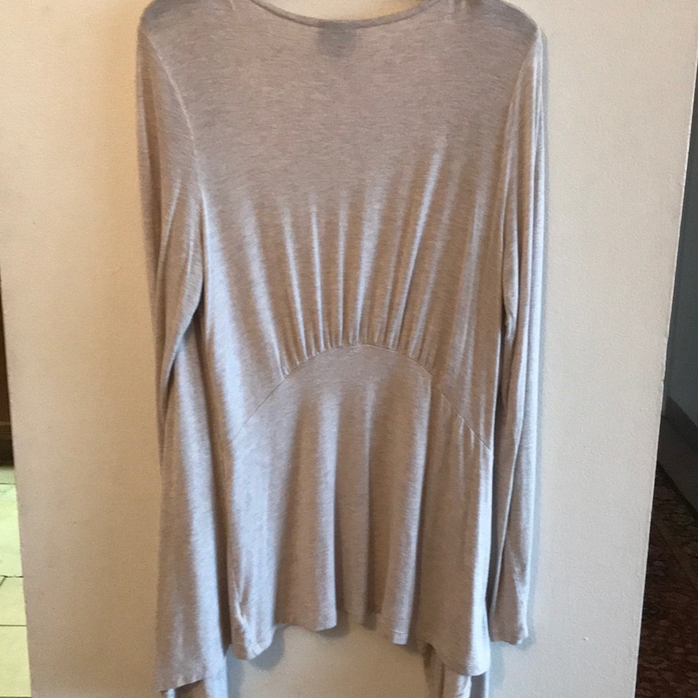 Light Brown Beige Tan Drape Open Cardigan